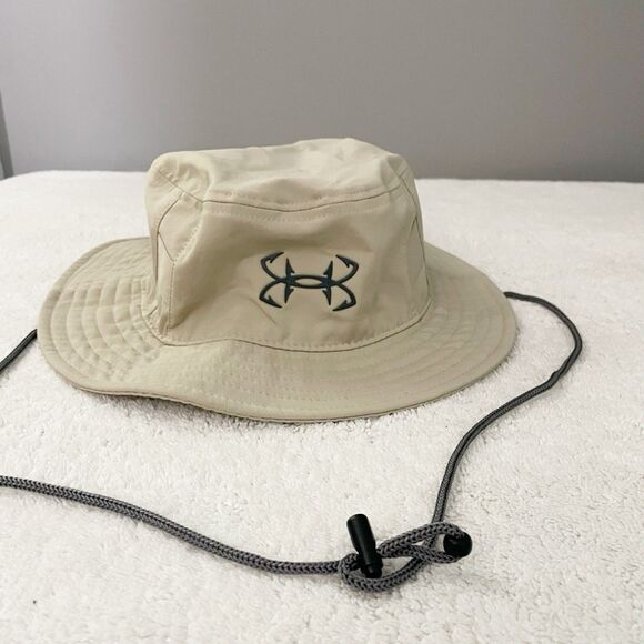 Under Armour Beige Fish Hook Bucket Hat Mens One Size Fits Most Grandpa Fishing - Picture 2 of 12